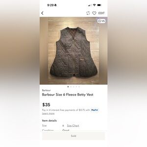 (ON HOLD) Size 6 Barbour vest